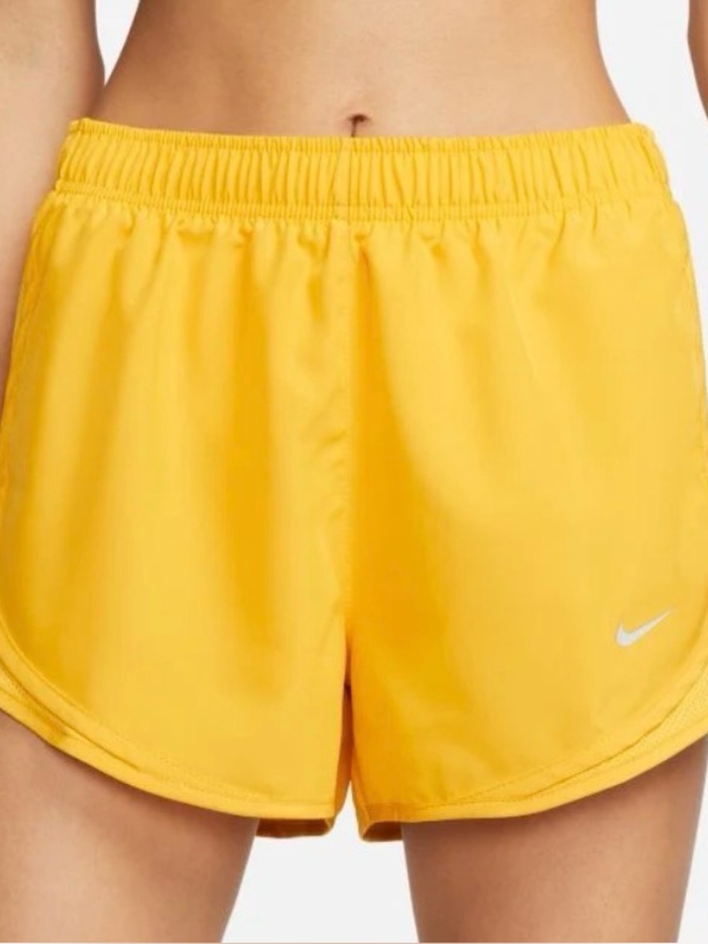 NEW NIKE WOMEN'S SHORTS TEMPO RUNNING ATHLETIC WORKOUT DRI-FIT IN WHEAT YELLOW - Picture 2 of 6